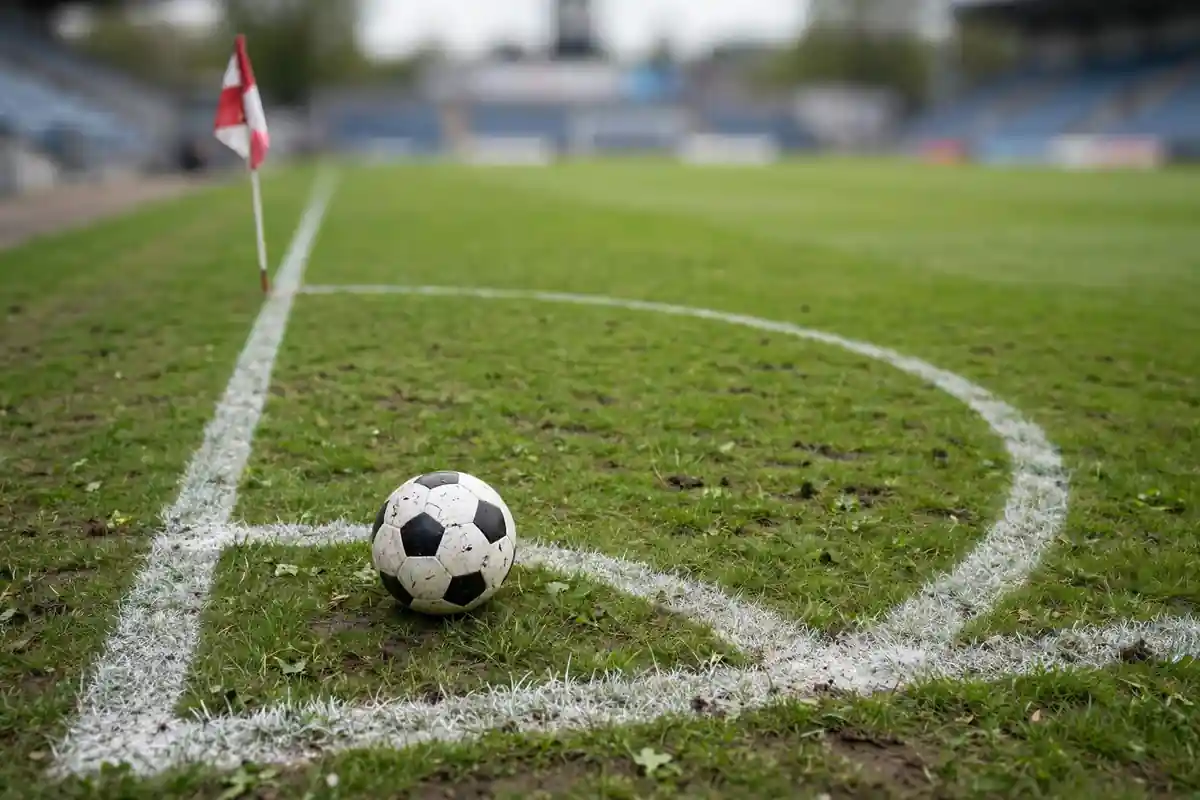 Corner arc with a football placed for a corner kick