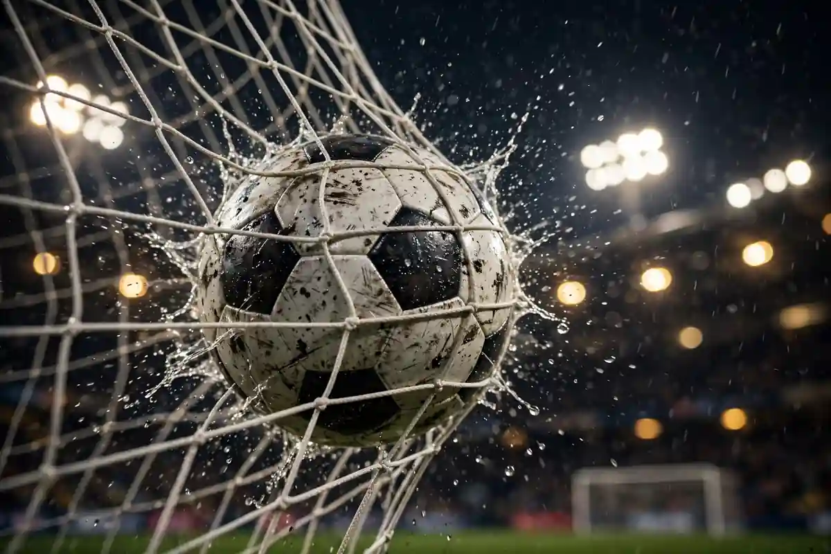 Football hitting the back of the net during a dramatic extra-time winner